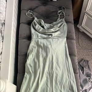 Sage Green Satin Midi Dress